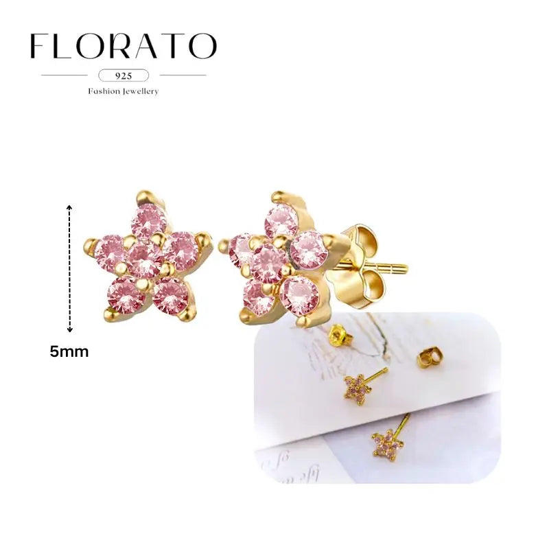 Lussuosa geometria 925 orecchio in argento sterling Ago rosa serie zircone orecchini a cerchio pendenti dolce moda regali di gioielli da sposa