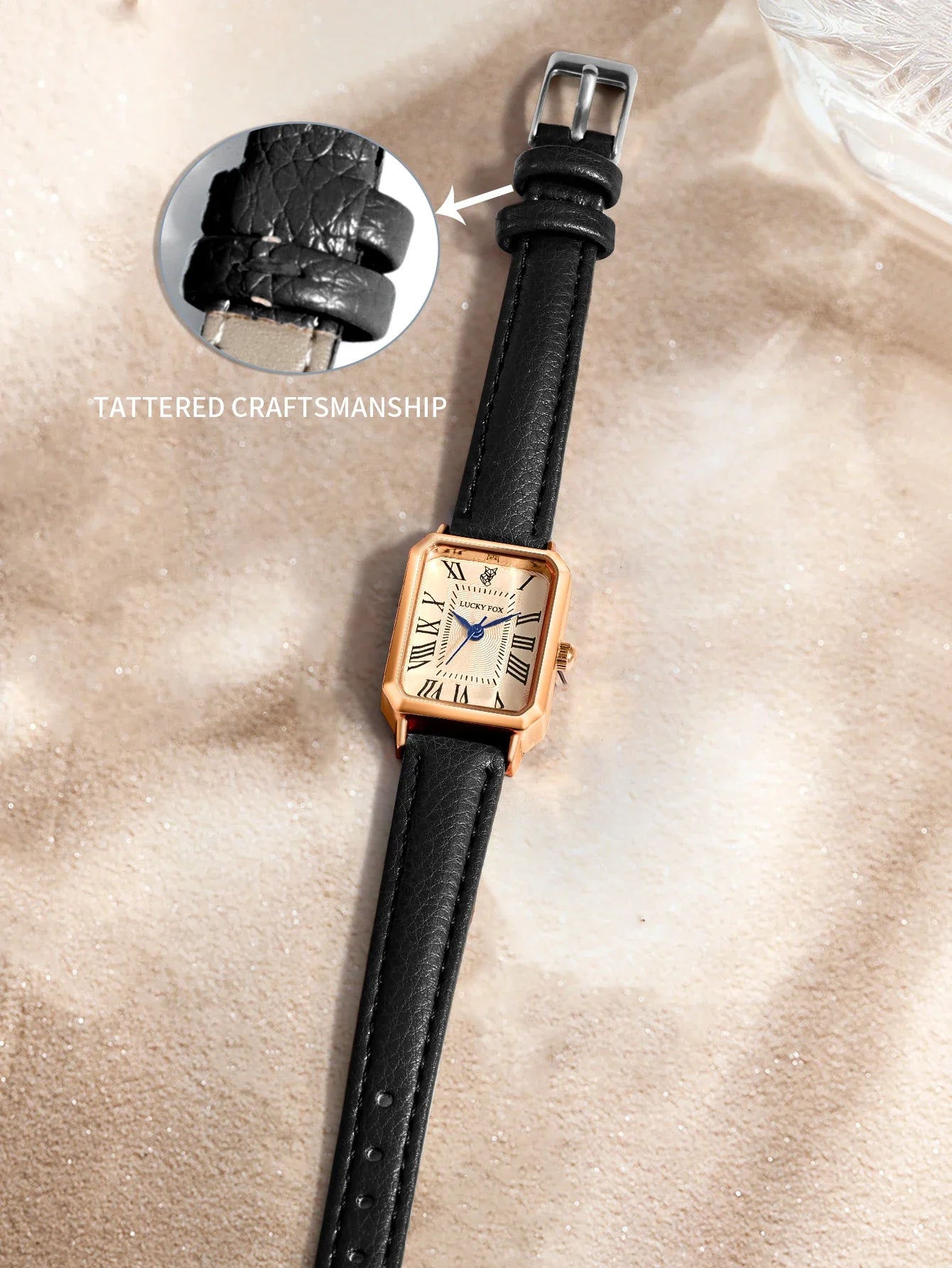 LUCKY FOX 2 pezzi confezione regalo di lusso leggera set braccialetto orologio orologio al quarzo quadrato da donna semplice e alla moda regalo del festival Reloj