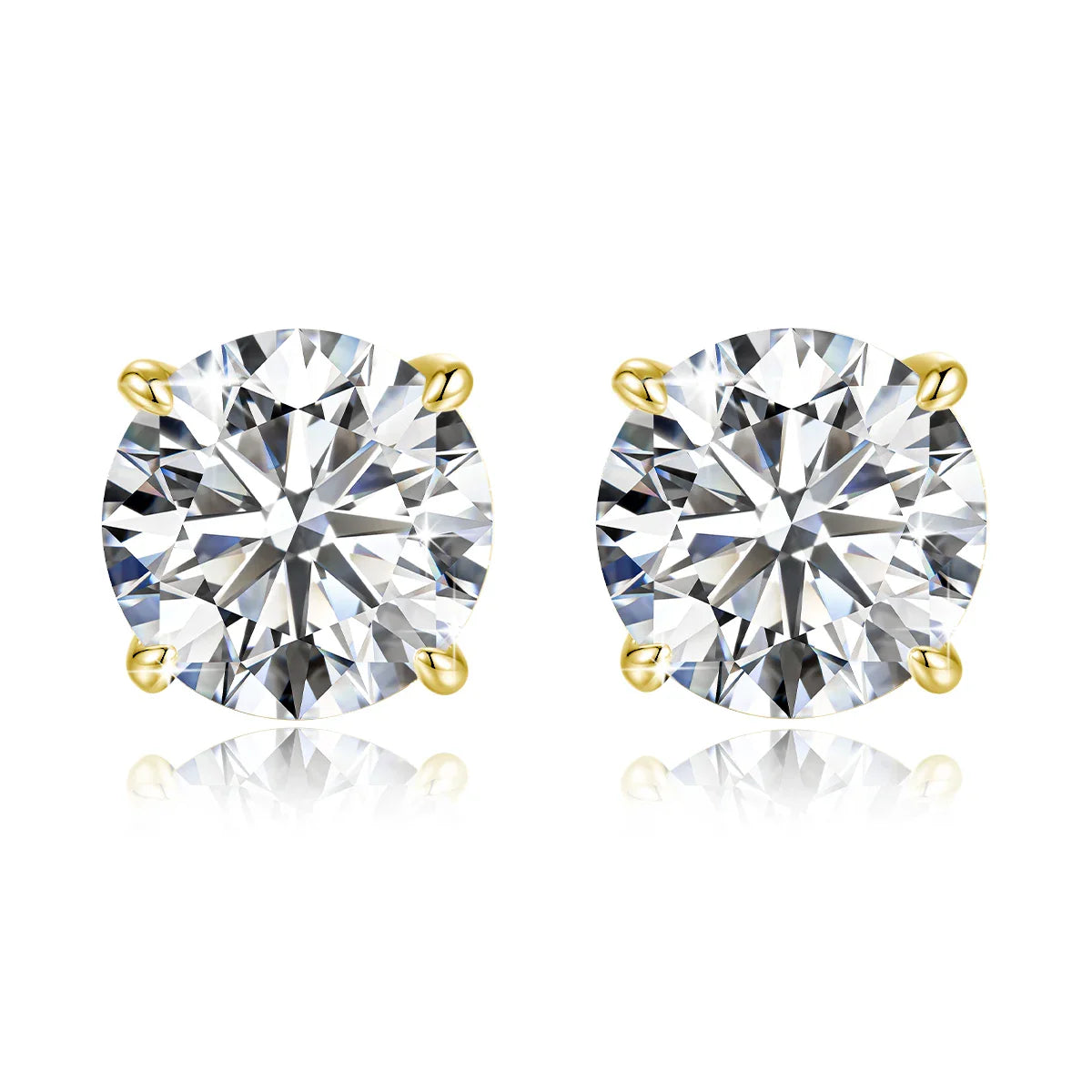 Orecchini a bottone in moissanite a 4 punte in oro massiccio 14 carati per le donne Orecchini a bottone con diamanti da sposa Gioielleria raffinata Regalo di compleanno