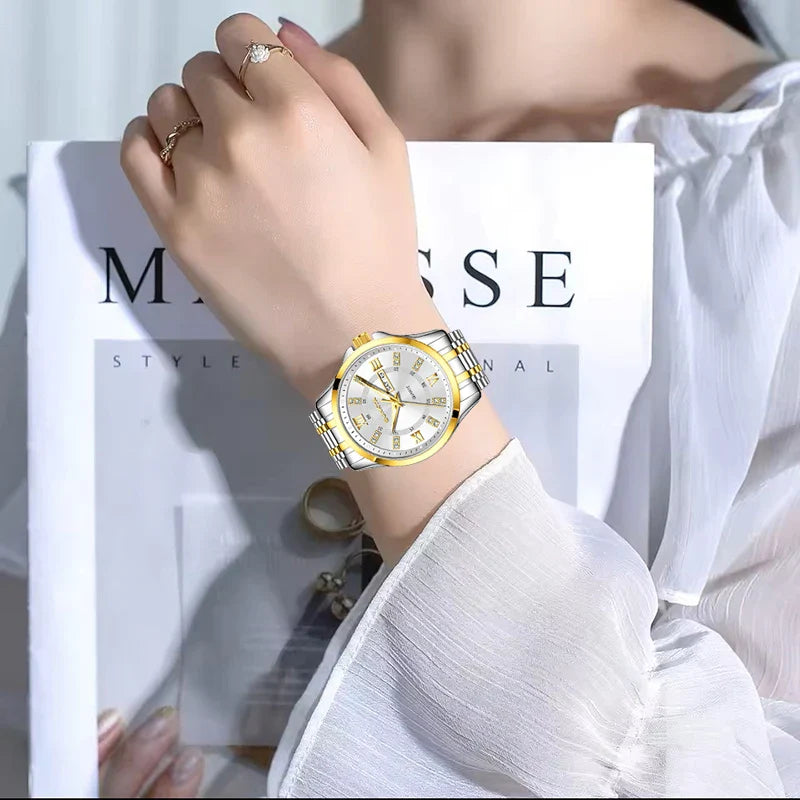SUNKTA Orologio da Donna con Diamanti, Moda Creativa, Acciaio Impermeabile, Orologio al Quarzo Casual Luminoso con Bracciale