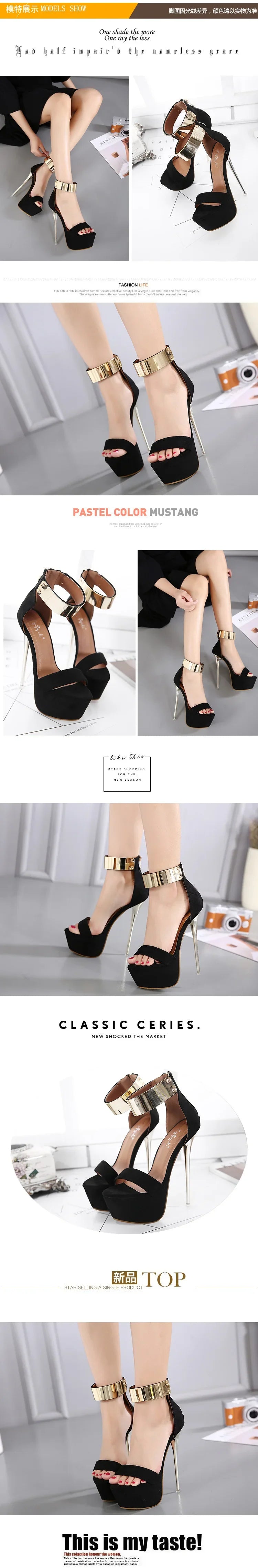 2026 Fashion Designer Metal Ankle Strap Women 16CM Heels Platform Sandals Shoes Female High Heels Sexy Party Dance Ladies Shoes