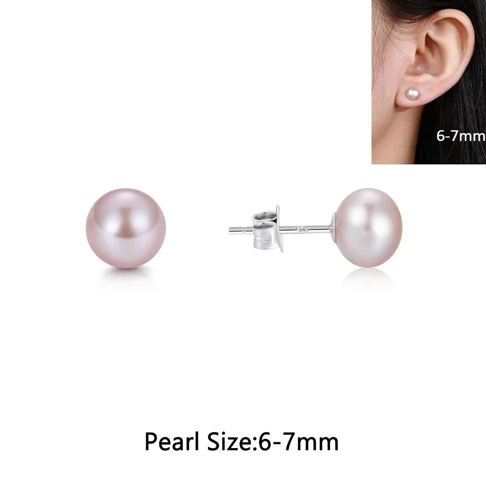 Orecchini a Perno con Perle Naturali d'Acqua Dolce per Donne, Argento Sterling 925, Gioielli Semplici e Colorati con Perle Selezionate a Mano