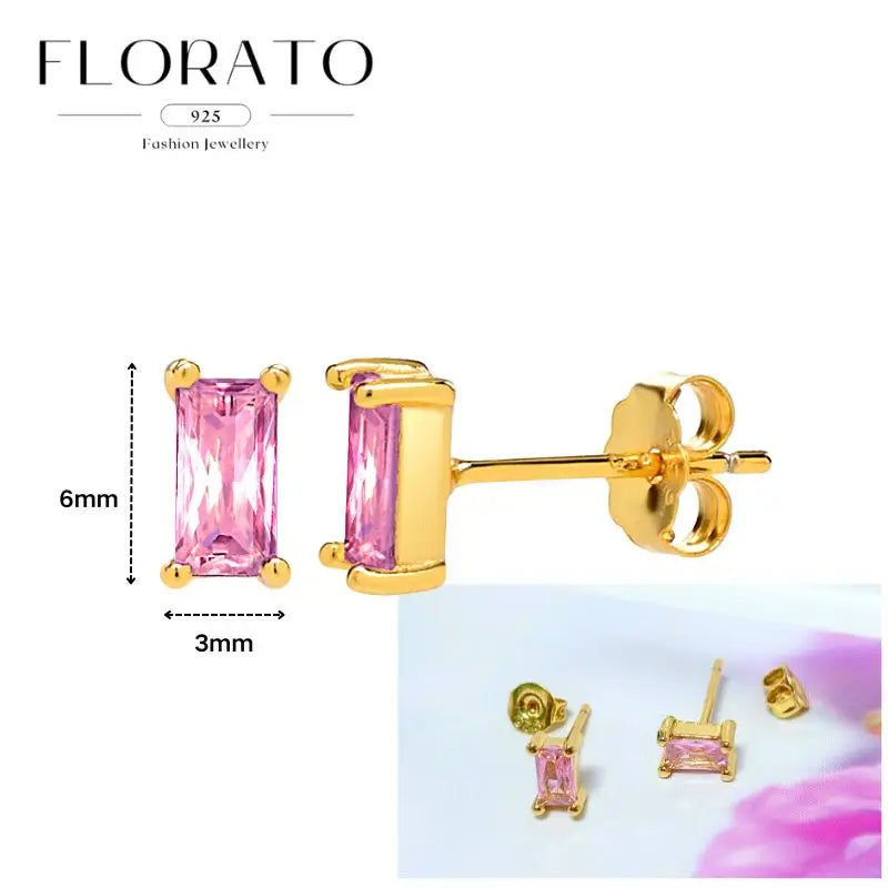 Lussuosa geometria 925 orecchio in argento sterling Ago rosa serie zircone orecchini a cerchio pendenti dolce moda regali di gioielli da sposa