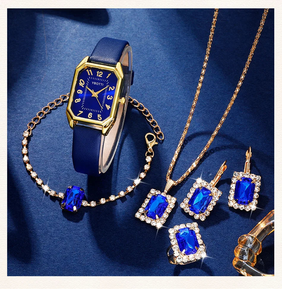 Orologi da donna quadrati di moda di lusso Orologio da polso al quarzo da donna di marca Classico semplice Femme Cinturino in pelle blu Relogio Feminino