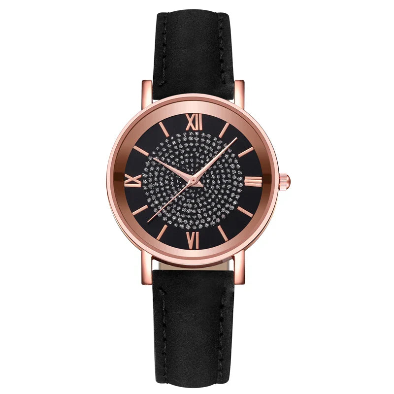 Orologio da donna alla moda con quadrante arabo, cinturino in pelle casual, orologi analogici al quarzo
