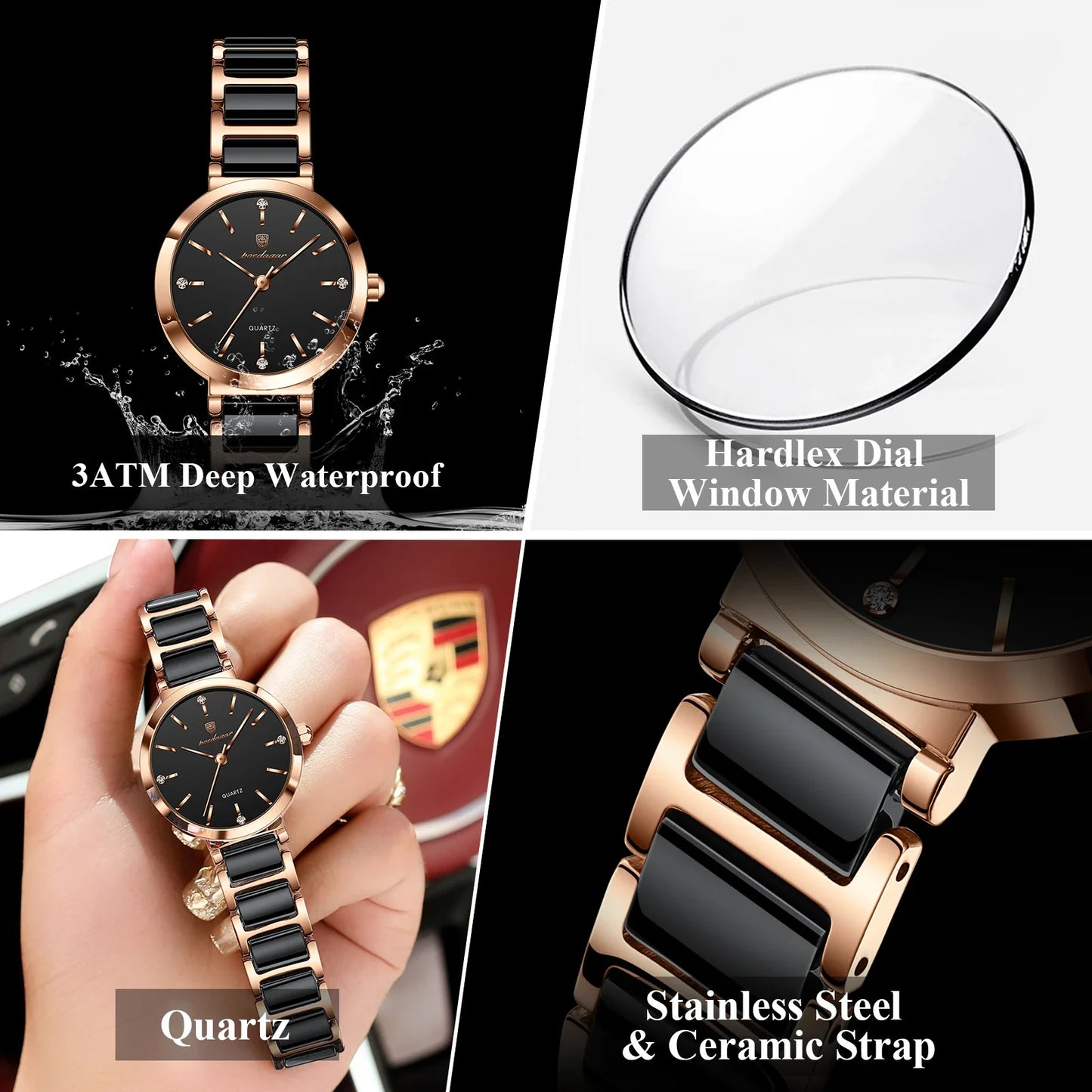 Orologio di lusso POEDAGAR Top Diamond per donna, orologio al quarzo da donna di alta qualità, impermeabile, in acciaio inossidabile, con scatola.