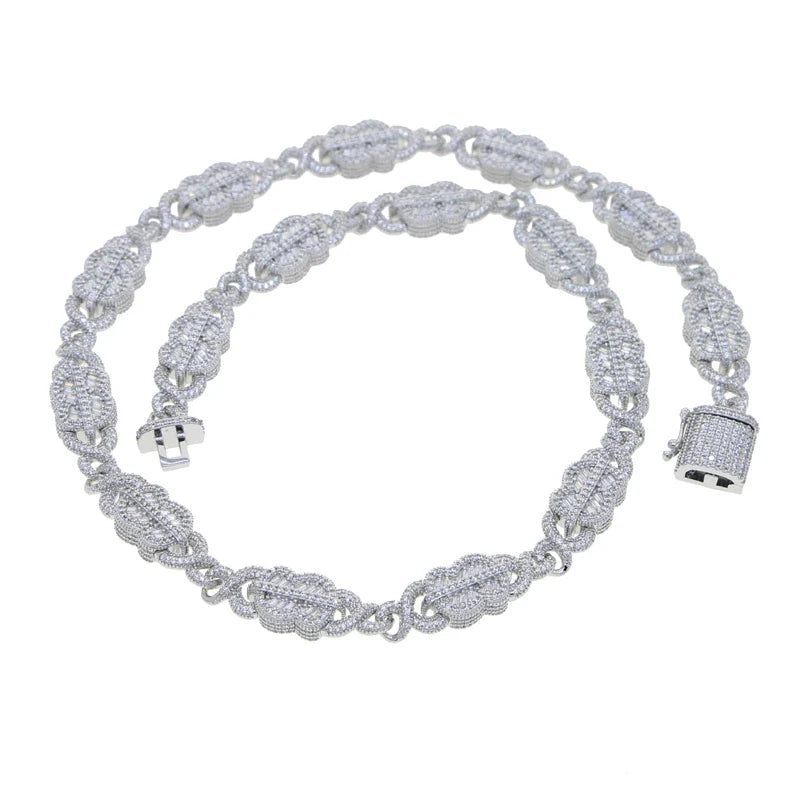 Set Gioielli Hip Hop da Uomo/Ragazzo Iced Out Bling 2026 Nuovo Design: Collana e Bracciale con Catena Cuban Link a Moneta Infinita/Dollaro