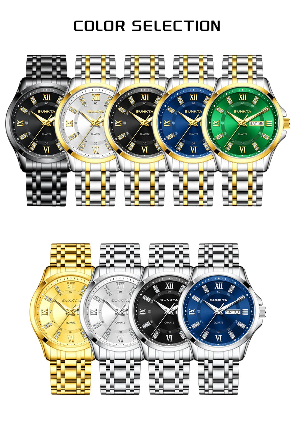 SUNKTA Orologio da Donna con Diamanti, Moda Creativa, Acciaio Impermeabile, Orologio al Quarzo Casual Luminoso con Bracciale
