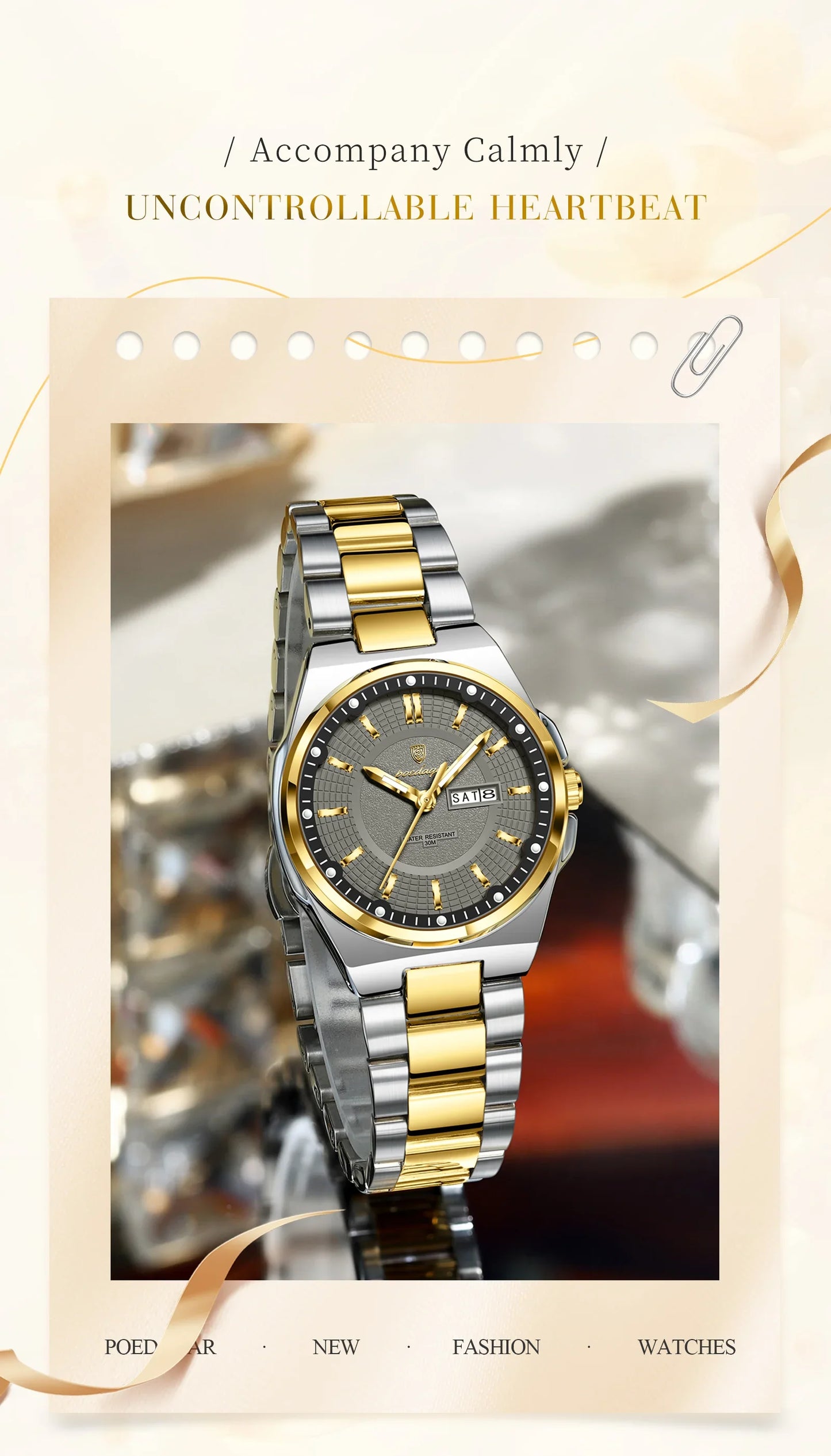 Orologio da Donna POEDAGAR Elegante con Data e Giorno della Settimana, Movimento al Quarzo, Acciaio Inossidabile, Luminoso e Impermeabile