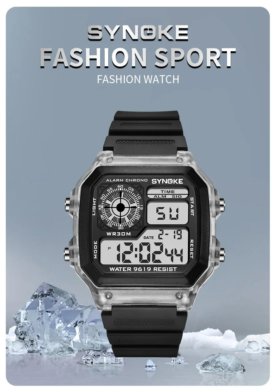 SYNOKE Digital Watches uomo sport luminoso multifunzione impermeabile orologio da polso da donna all'aperto e in esecuzione studente sette luci