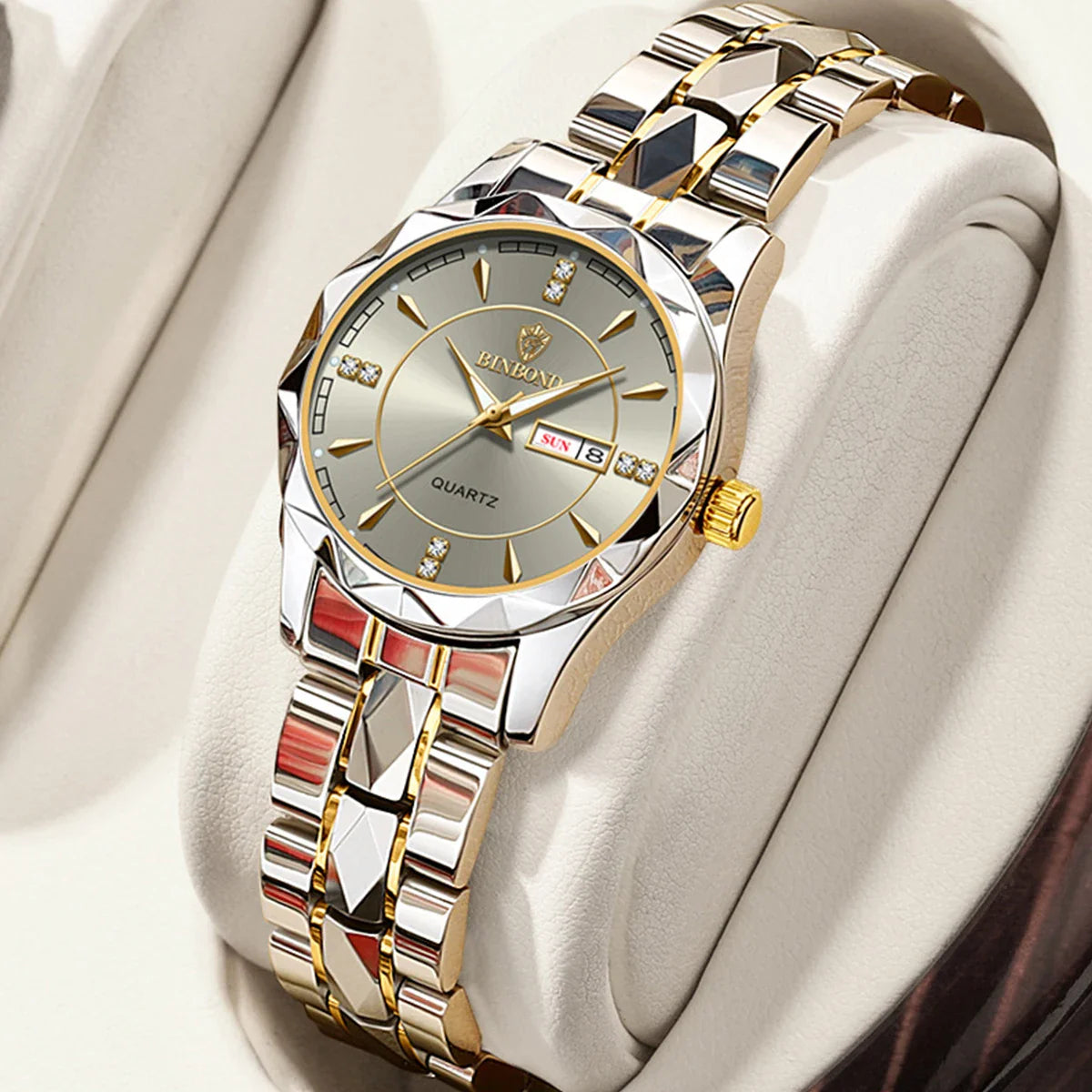 BINBONG Orologi da donna Orologio al quarzo da donna di moda di lusso Orologio da polso in acciaio inossidabile con data luminosa impermeabile Regalo per gli amanti della fidanzata