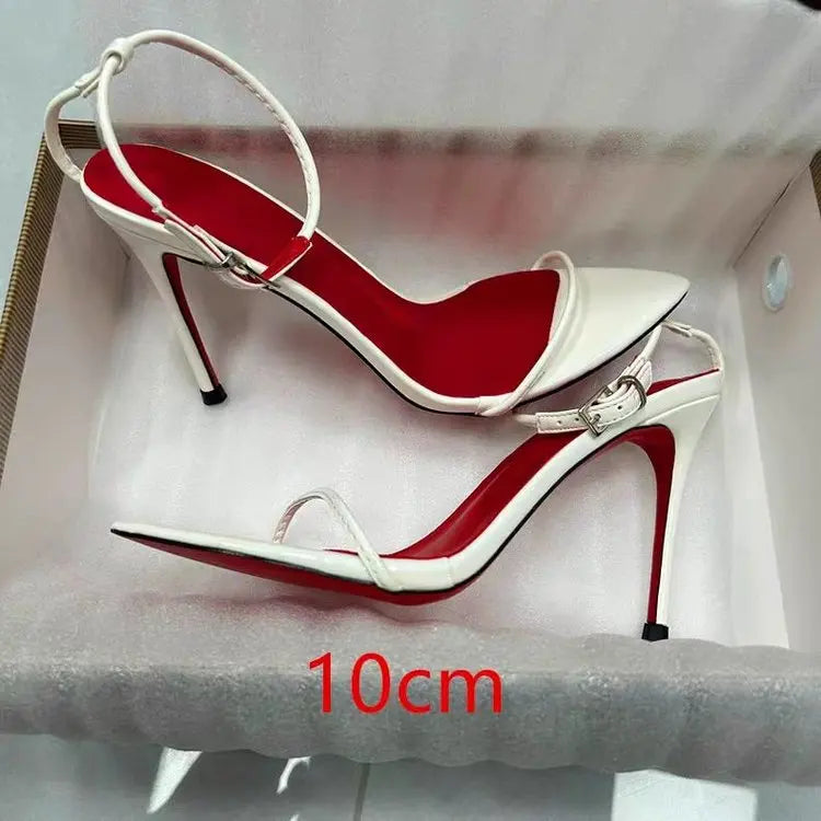 Ultra Slim One Strap High Heels Lace Up Sexy Wristband Plus Size Stiletto Euro American Sandals Women