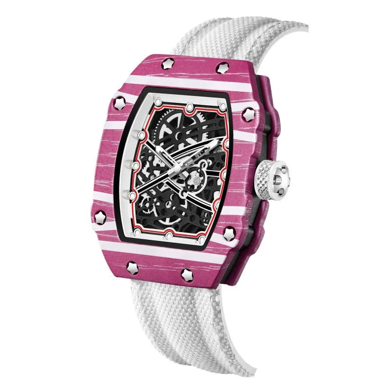 Nuovo Orologio al Quarzo Trendy Ultra-Sottile a Forma di Botte di Vino con Cinturino in Nylon, Elegante e alla Moda