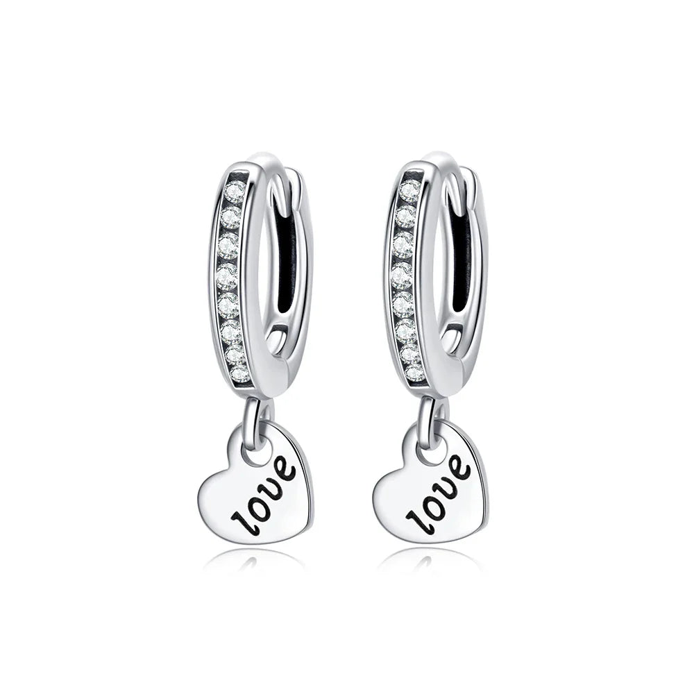 Orecchini Originali in Argento Sterling 925, Modello 2026, a Perno e a Cerchio con Cristalli, per Donna, in Oro Rosa, con Corona, Cuore, Infinito, Ape, Gioielli