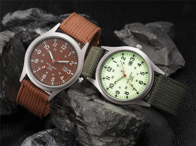 Ragazzi marca orologi economici uomo moda casual cinturino in nylon sport esercito regali data orologio da polso al quarzo fluorescente Relogio Masculino