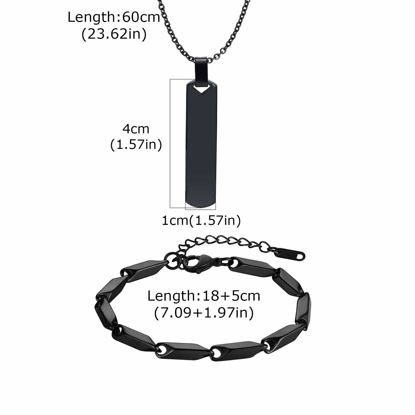 Vnox Set di 2 Pezzi Collana con Ciondolo e Bracciale da Uomo, Set di Gioielli in Acciaio Inossidabile Colore Nero Oro Argento, Regali di Gioielleria alla Moda