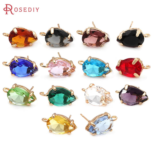 10 pezzi 18 carati color oro ottone vetro goccia orecchini pin orecchini orecchini da donna accessori fai da te Rosediy sito web ufficiale