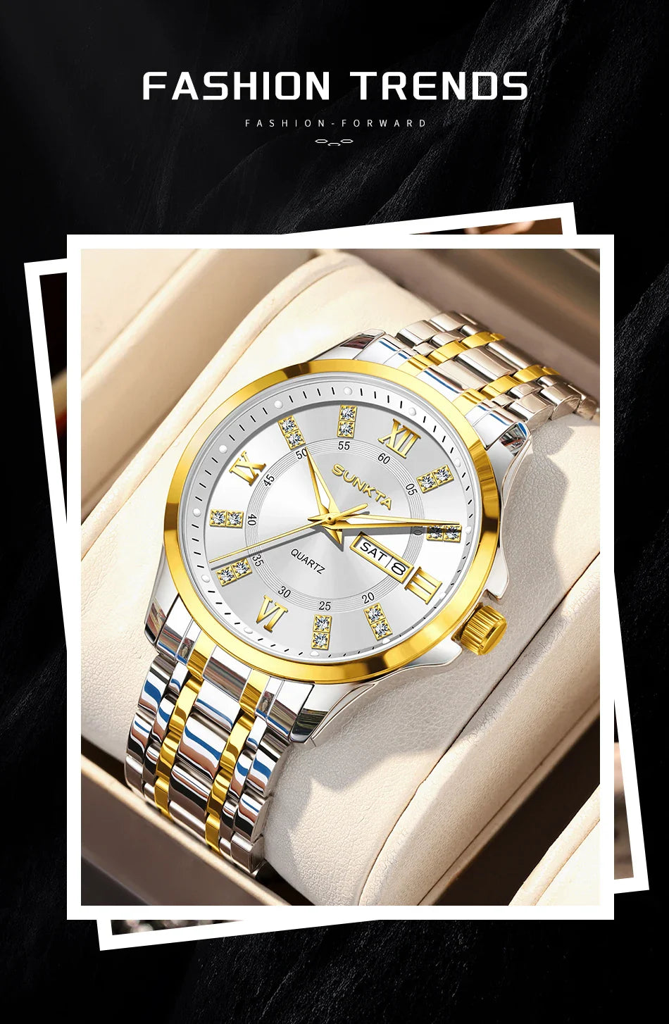 SUNKTA Orologio da Donna con Diamanti, Moda Creativa, Acciaio Impermeabile, Orologio al Quarzo Casual Luminoso con Bracciale