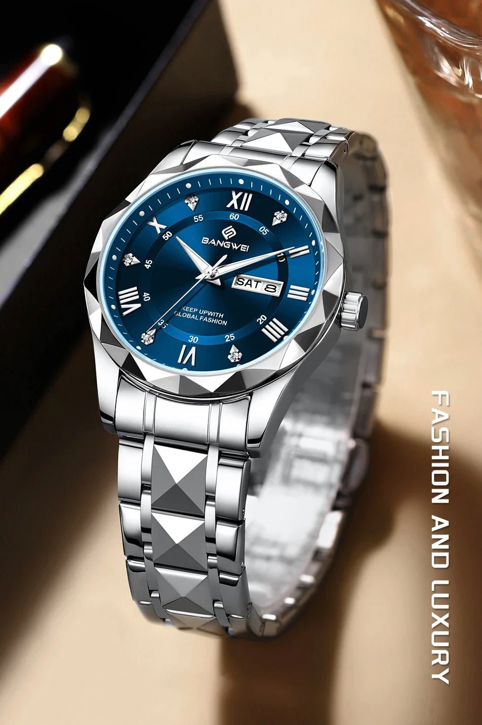 BANGWEI Orologio da donna Orologio di moda classico elegante di lussoBusiness Casual Data Orologi da donna al quarzo luminoso impermeabile in acciaio inossidabile