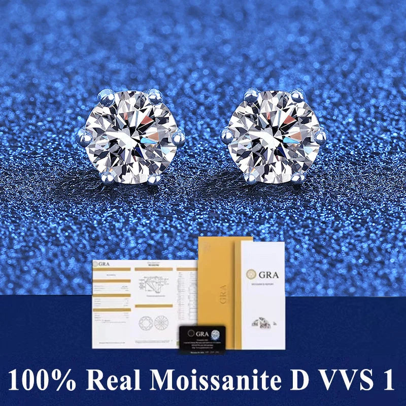 2 certificati GRA orecchini a bottone Moissanite Pass Diamond tester Pen For Men Women 925 Silver 18K Plated Wedding Gemstone