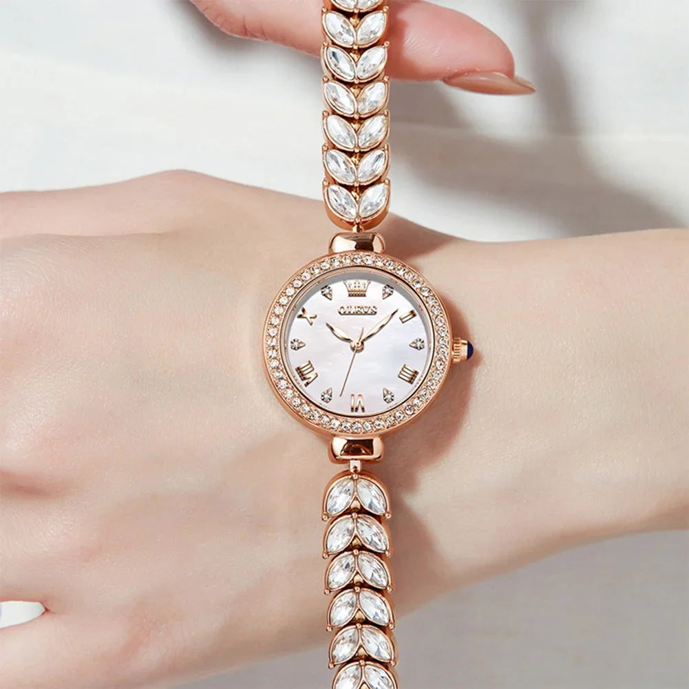 OLEVS 9971 orologio al quarzo per donna scala romana abito elegante orologio da donna moda impermeabile luminoso orologio a mano di lusso originale
