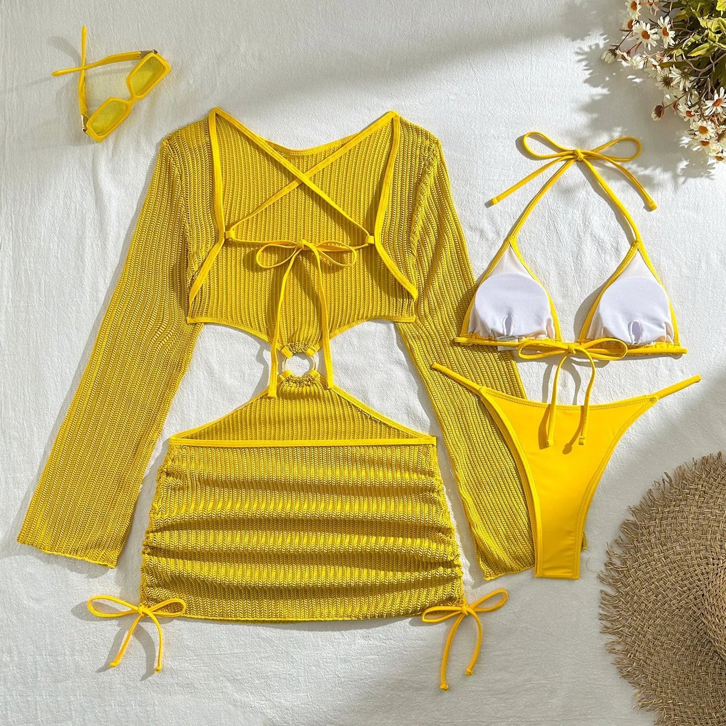2026 Bikini sexy Costumi da bagno femminili Costumi da bagno a tre pezzi da donna Costumi da bagno da spiaggia Costumi da bagno Bikini brasiliano Set Bagnante da piscina