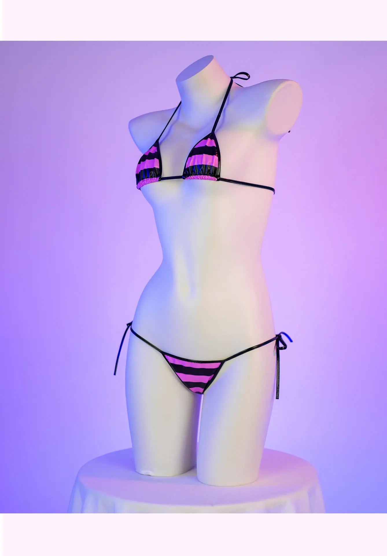 Set bikini in pelle con stampa a strisce classiche Nuovo costume da bagno sexy con fasciatura Costumi da bagno donna Costumi da bagno estivi Costume da bagno taglio alto