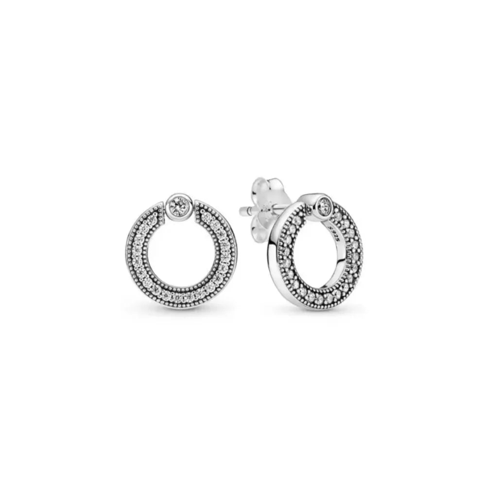 2025 Orecchini a cerchio in cristallo per le donne Orecchini gioielli Farfalla rosa Bule Moon Star Orecchini originali in argento sterling 925