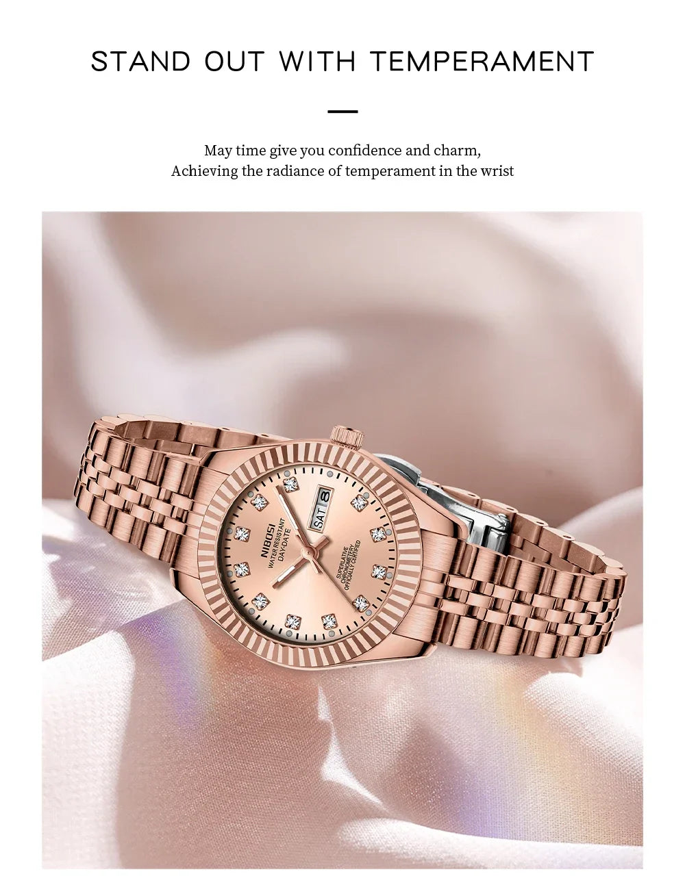 NIBOSI Orologi da donna con diamanti Orologio da donna casual di moda di lusso delle migliori marche Orologio da donna con data settimanale automatica impermeabile Reloj
