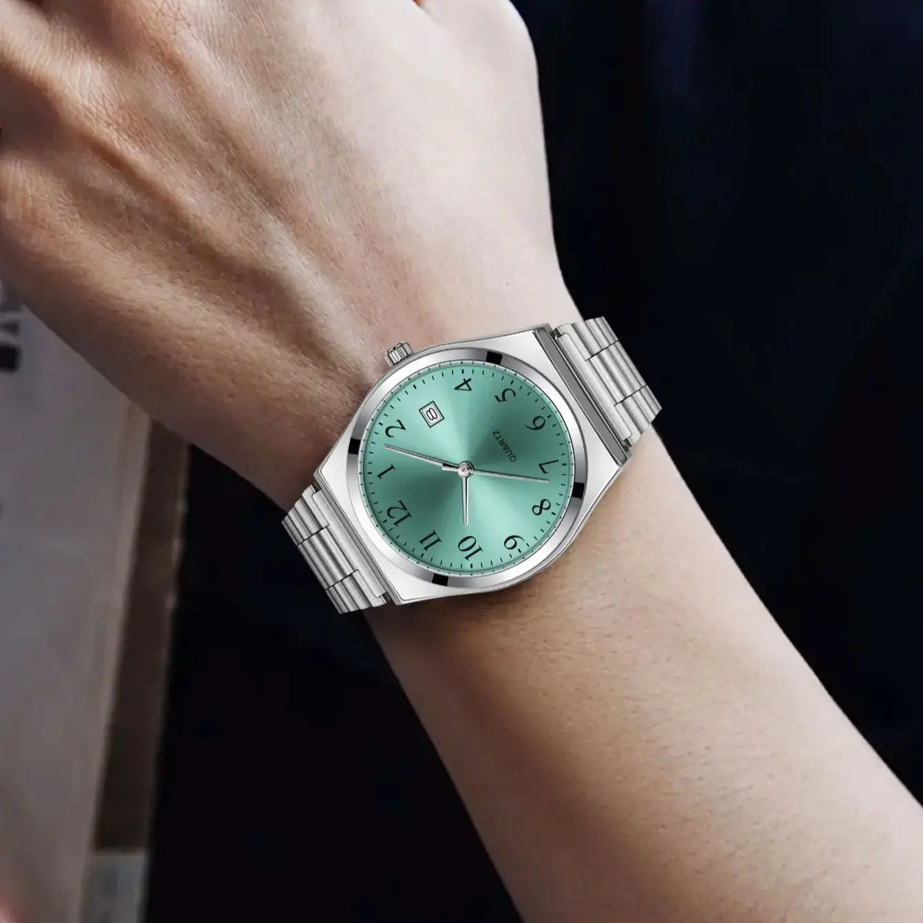 LUCKY FOX - Orologio da polso elegante e minimalista in acciaio inossidabile con quadrante nero - Cronometraggio preciso per tutti i giorni