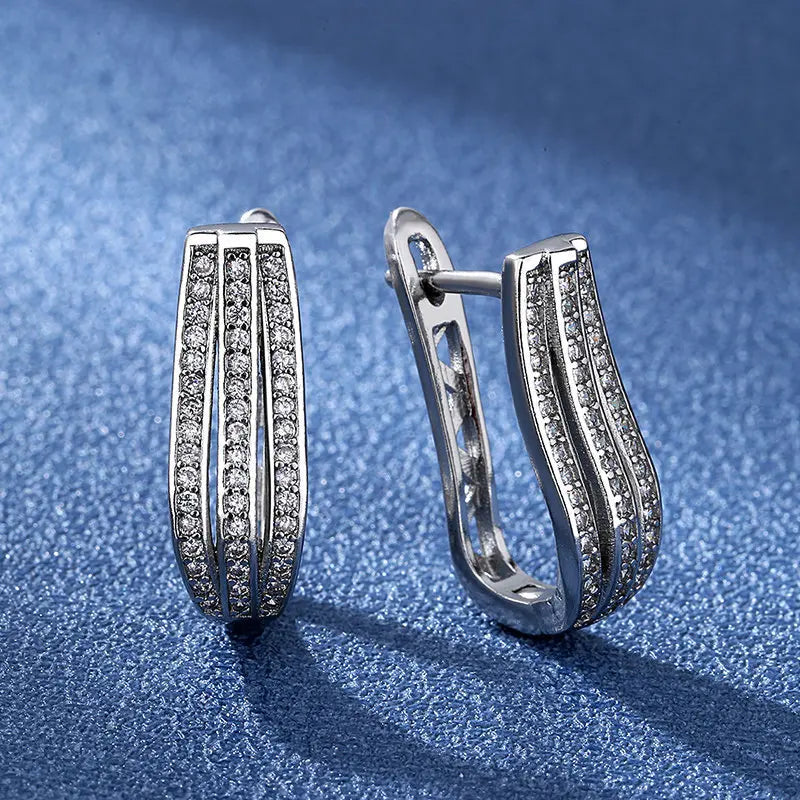 Orecchini in argento sterling 925 gioielli di alta qualità retrò modello semplice orecchini con zirconi bianchi viola vendita calda