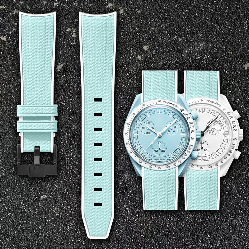 Per Omega Swatch 20mm Curva cinturino per orologio Speedmaster MoonSwatch Planet Snoopy cinturino cinturino a sgancio rapido braccialetto in gomma
