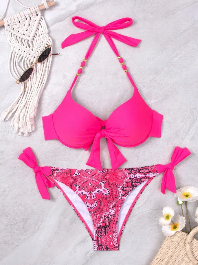 Sexy Push Up Bikini 2024 Costume da bagno donna Due pezzi Costumi da bagno Perizoma femminile Bikini Set Nuoto per costumi da bagno Biquini brasiliano