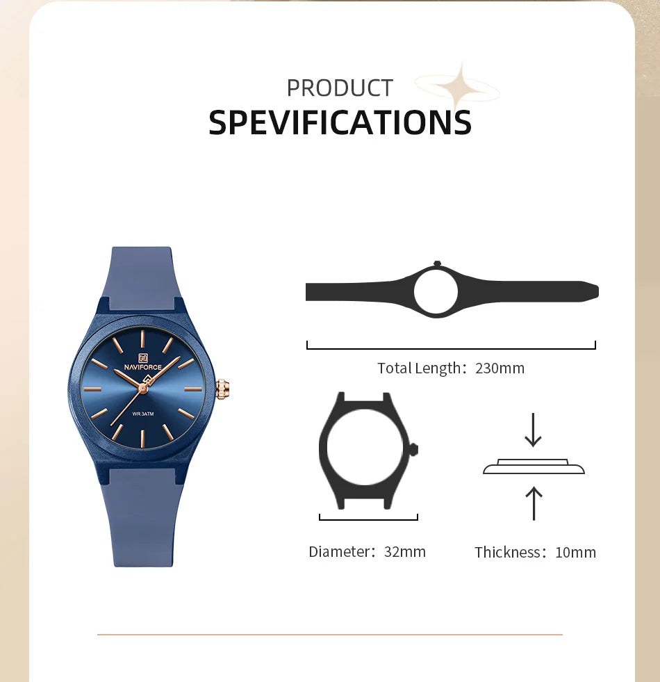 NAVIFORCE 2025 Orologi moda donna Orologio al quarzo Sport Cinturino in silicone Orologi da polso da donna Orologio semplice Regalo relogios feminino