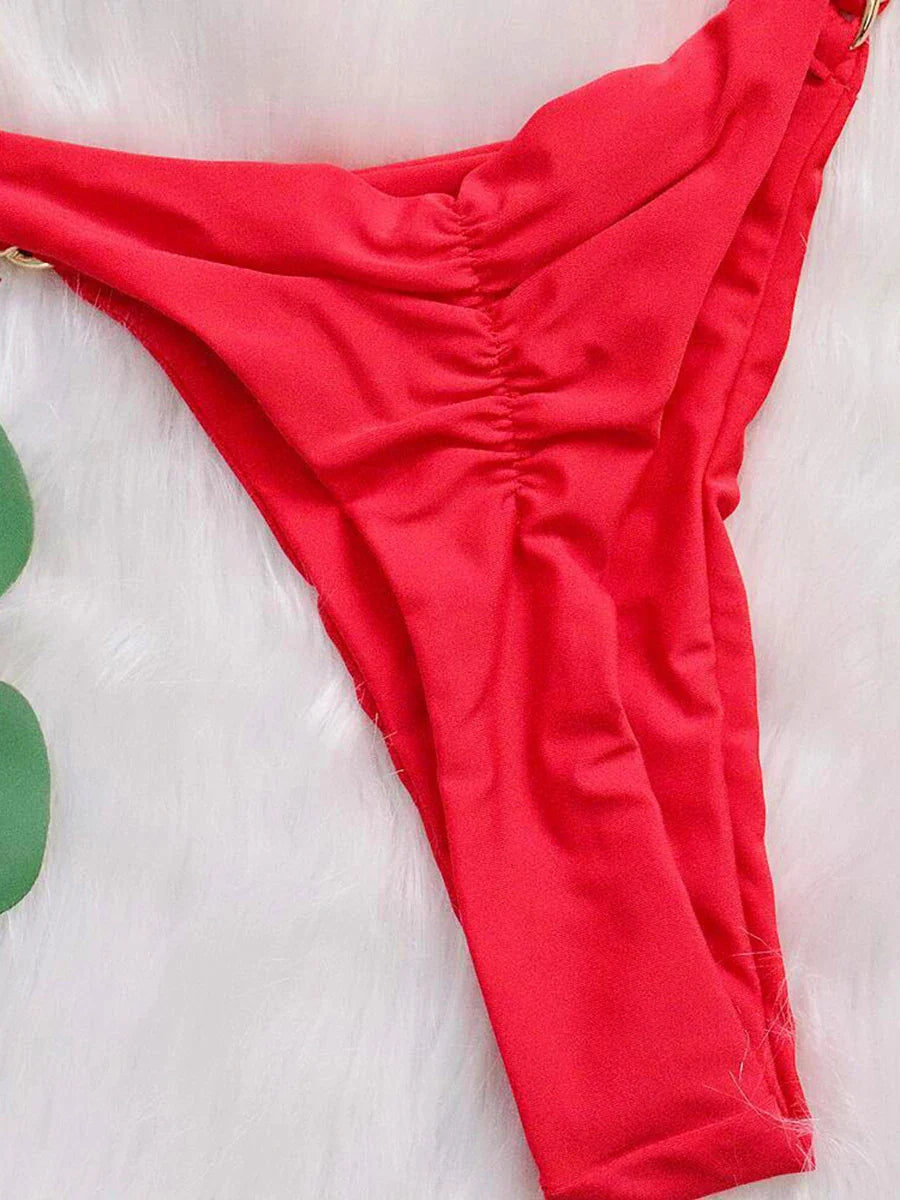 Bikini Brasiliano Due Pezzi con Catene Metalliche e Micro Perizoma, Costume da Bagno Donna