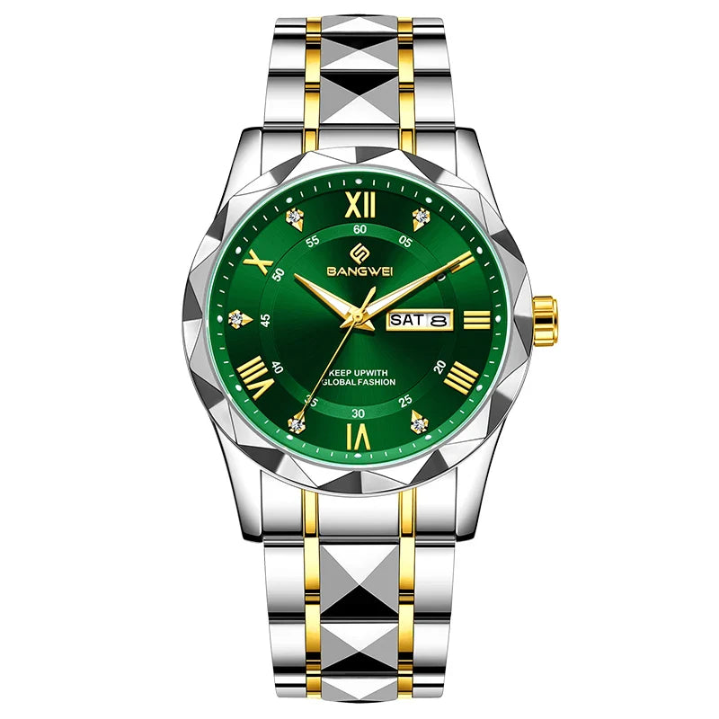 BANGWEI Orologio da donna elegante e lussuoso al quarzo, orologio da polso classico e semplice in acciaio inossidabile, con data automatica, impermeabile, con diamanti