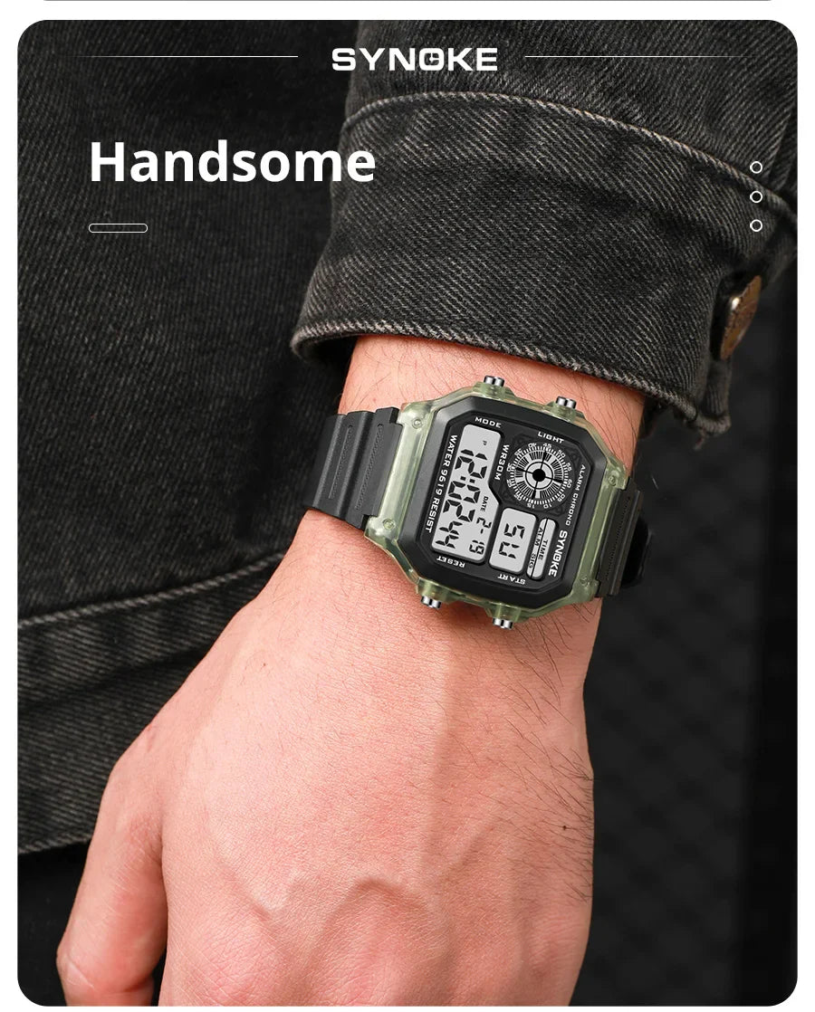 SYNOKE Digital Watches uomo sport luminoso multifunzione impermeabile orologio da polso da donna all'aperto e in esecuzione studente sette luci