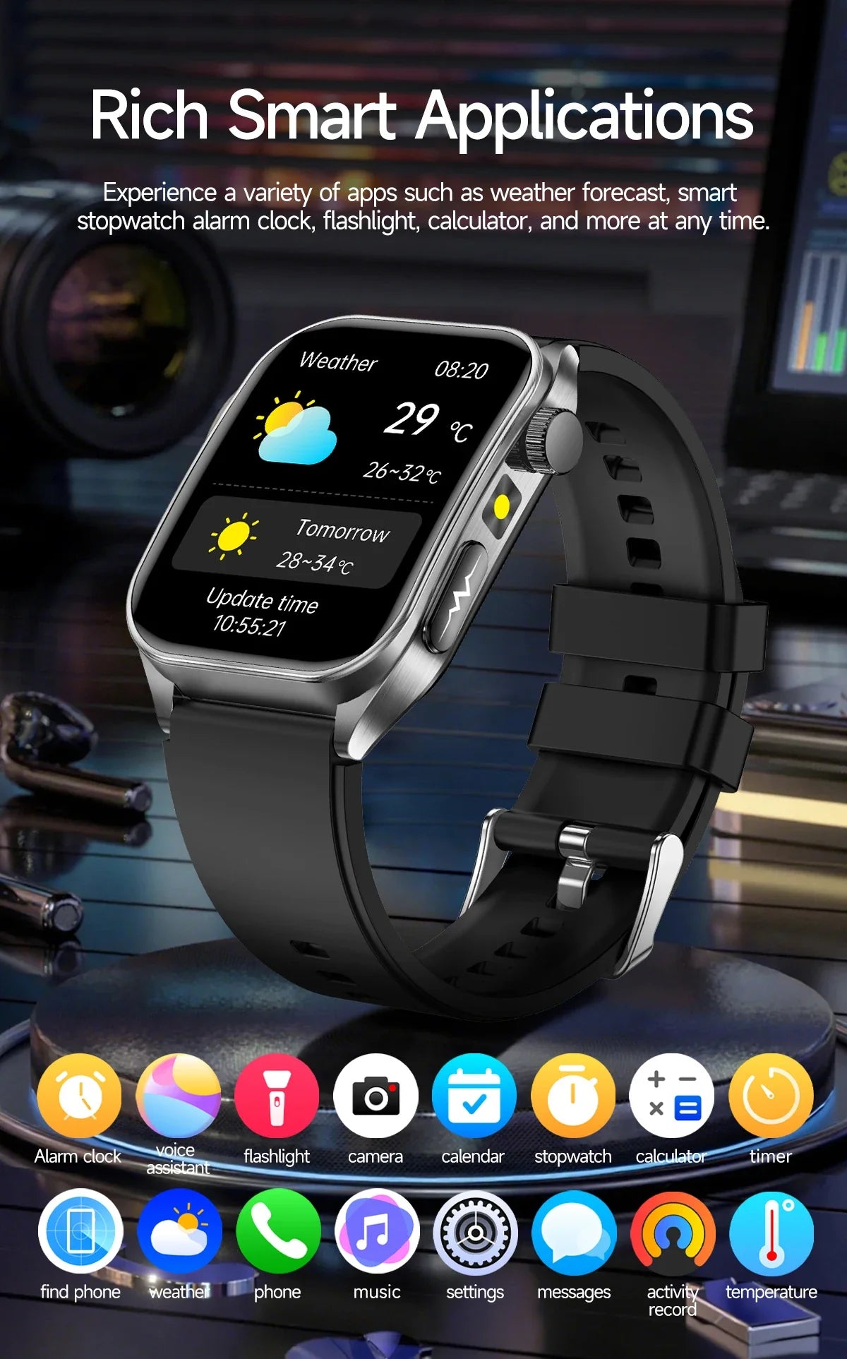 2025 Trattamento laser Tre Smartwatch alti 1.95 "Schermo curvo in zaffiro ECG + PPG Grasso nel sangue Acido urico Diagnosi salute Smartwatch