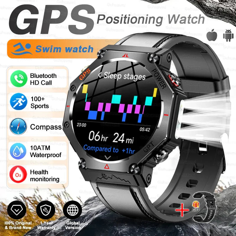 T-Rex 3 Grado Ultra Militare GPS Astuto Della Vigilanza 10ATM Bussola Impermeabile Altimetro Barometrico AMOLED Uomini HD Chiamata Sport Smartwatch