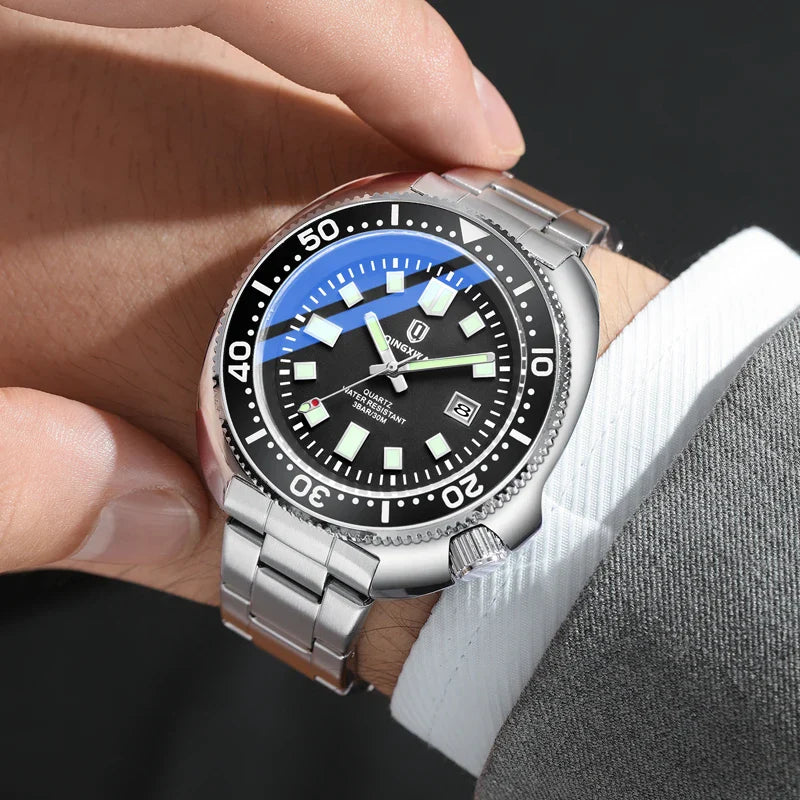 QINGXIYA Orologi al quarzo da uomo di lusso delle migliori marche Cinturino in acciaio inossidabile di alta qualità Orologio sportivo di moda con data luminosa impermeabile