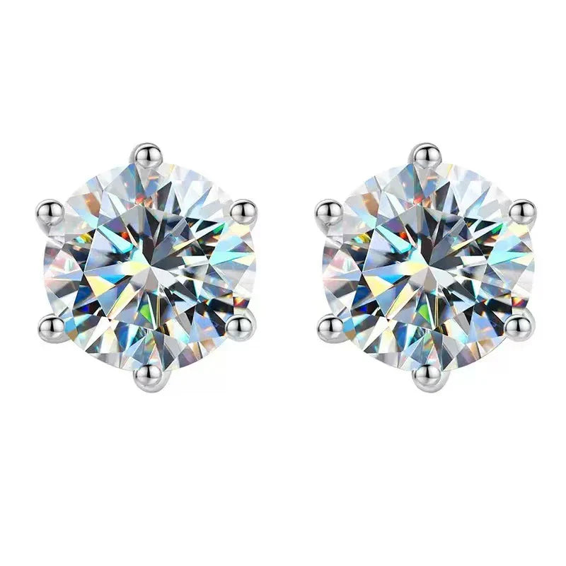Orecchini a lobo QMSHR con moissanite da 0,5-2 carati, placcati oro giallo 18K, in argento 925, per matrimonio, gioielli da donna e uomo con certificato GRA