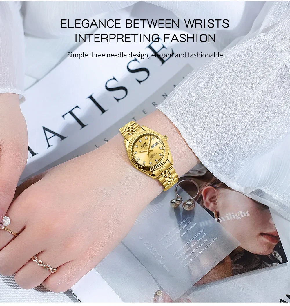 NIBOSI Orologi da donna con diamanti Orologio da donna casual di moda di lusso delle migliori marche Orologio da donna con data settimanale automatica impermeabile Reloj