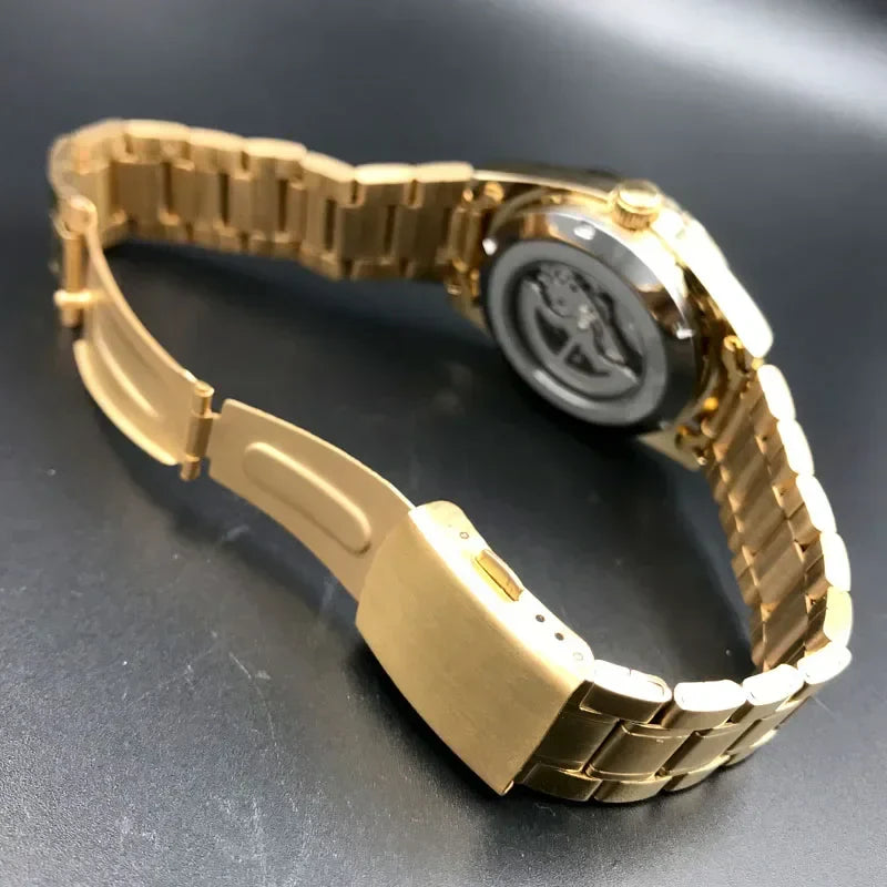 Orient Double Lion Classic Watch Series Orologio da uomo con cinturino in acciaio inossidabile Tourbillon meccanico automatico multifunzione di lusso
