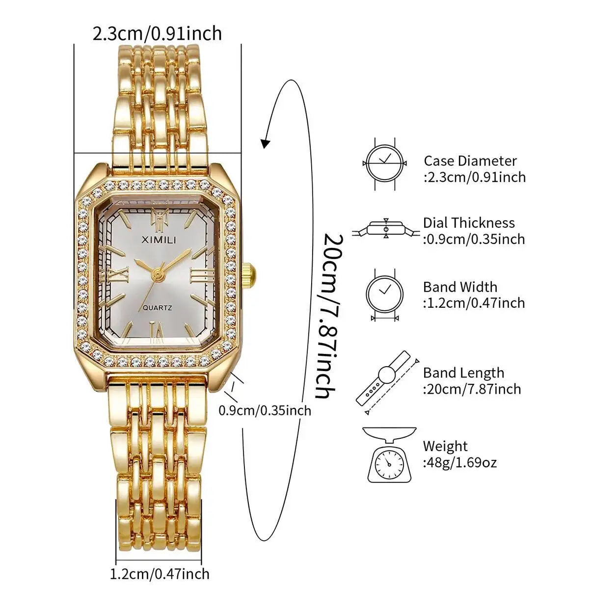Orologi da donna rettangolari alla moda Orologio da donna al quarzo con strass Orologio da polso con cinturino Reloj Mujer (senza scatola)