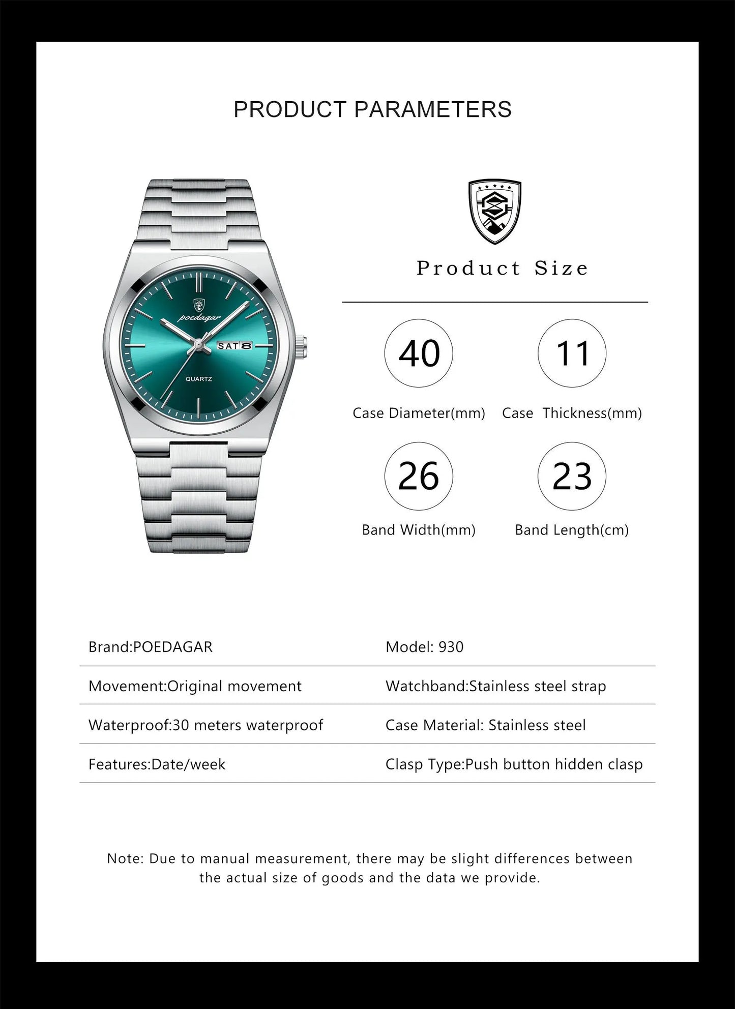 POEDAGAR Orologi da uomo di lusso Impermeabile luminoso Data Settimana Orologio da uomo in acciaio inossidabile Moda casual Orologio da polso da uomo al quarzo Reloj