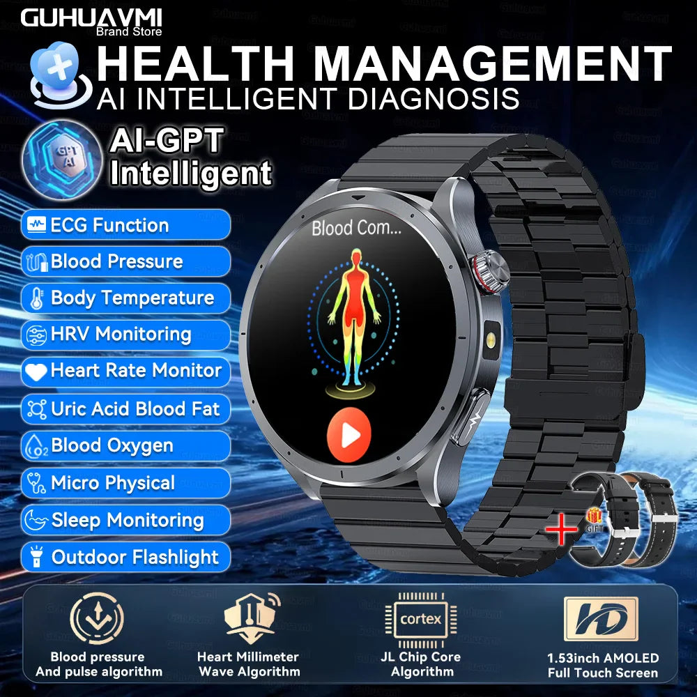 Nuovo Smartwatch 2026 per Analisi del Grasso Corporeo, ECG+PPG, Acido Urico, Pressione Sanguigna, Ossigeno nel Sangue, Orologio con Chiamate per Uomini e Donne