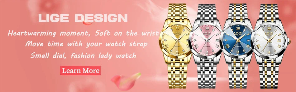 LIGE Elegante Orologio da Polso da Donna Ultrasottile in Stile Nordico Semplice con Movimento al Quarzo, Bracciale in Acciaio Inossidabile alla Moda