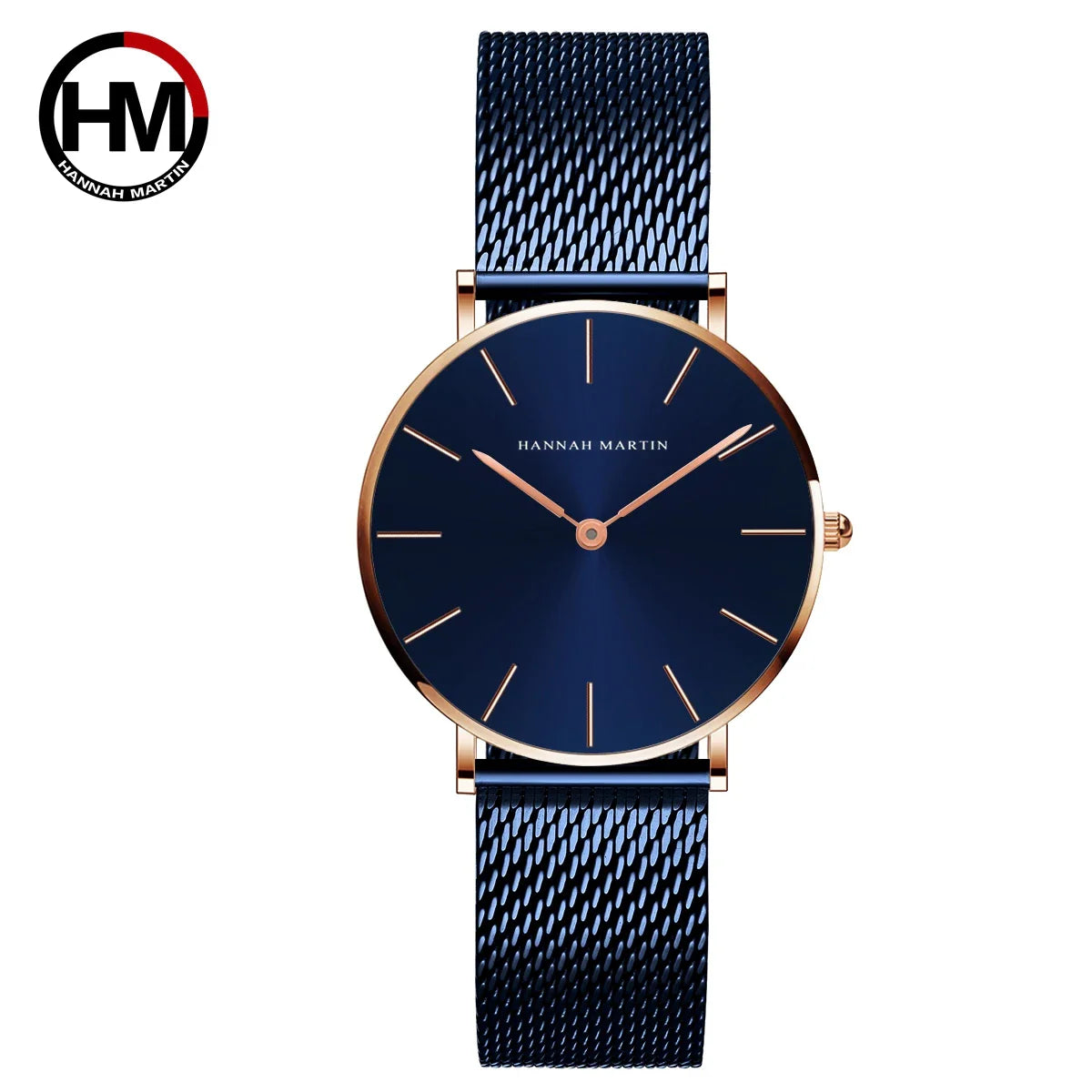 HANNAH MARTIN Movimento al quarzo giapponese in acciaio inossidabile di qualità del marchio Orologio Dropshipping da donna impermeabile da 36 mm in oro rosa completo