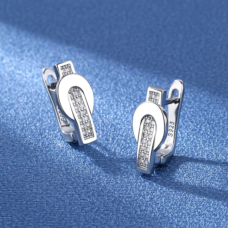 Orecchini in argento sterling 925 gioielli di alta qualità retrò modello semplice orecchini con zirconi bianchi viola vendita calda
