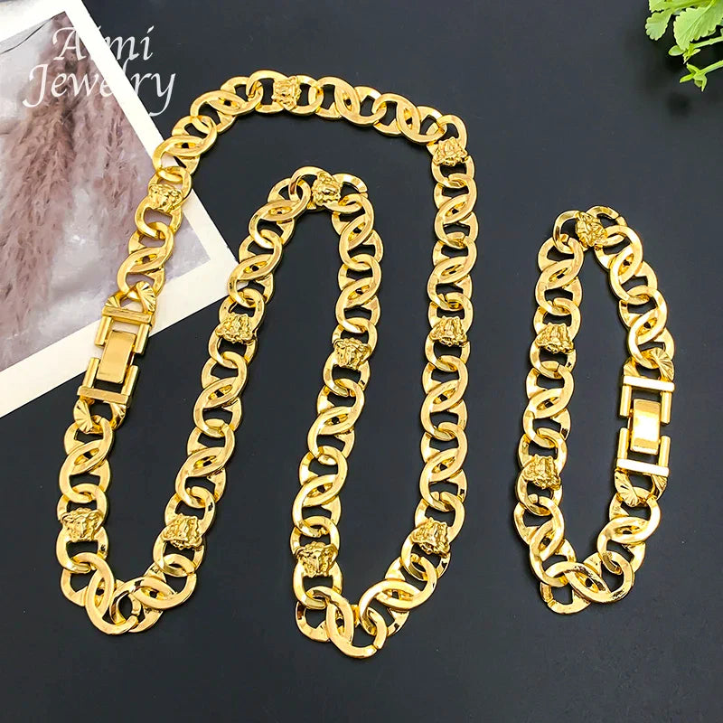 Set di Gioielli Originali per Uomo, Collana e Bracciale Hip Hop Placcati in Oro, Gioielleria alla Moda per Feste, Uso Quotidiano e Regali